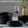 image:imageEfar Pasta Bowls Set of 6 35oz Large Salad Bowl Plate for Dinner Serving Soup Wide amp Shallow Ceramic Stoneware Pasta Plates Microwave amp Dishwasher Safe Reactive Glaze TextureStripe Matte BlackMatte Black