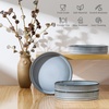image:imageEfar Pasta Bowls Set of 6 35oz Large Salad Bowl Plate for Dinner Serving Soup Wide amp Shallow Ceramic Stoneware Pasta Plates Microwave amp Dishwasher Safe Reactive Glaze TextureStripe Matte BlackDusty Blue