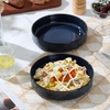 image:imageEfar Pasta Bowls Set of 6 35oz Large Salad Bowl Plate for Dinner Serving Soup Wide amp Shallow Ceramic Stoneware Pasta Plates Microwave amp Dishwasher Safe Reactive Glaze TextureStripe Matte BlackStarry Blue