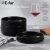 image:imageEfar Pasta Bowls Set of 6 35oz Large Salad Bowl Plate for Dinner Serving Soup Wide amp Shallow Ceramic Stoneware Pasta Plates Microwave amp Dishwasher Safe Reactive Glaze TextureStripe Matte BlackMatte Black