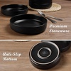 image:imageEfar Pasta Bowls Set of 6 35oz Large Salad Bowl Plate for Dinner Serving Soup Wide amp Shallow Ceramic Stoneware Pasta Plates Microwave amp Dishwasher Safe Reactive Glaze TextureStripe Matte BlackMatte Black