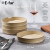 image:imageEfar Pasta Bowls Set of 6 35oz Large Salad Bowl Plate for Dinner Serving Soup Wide amp Shallow Ceramic Stoneware Pasta Plates Microwave amp Dishwasher Safe Reactive Glaze TextureStripe Matte BlackCaramel Khaki