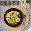 image:imageEfar Pasta Bowls Set of 6 35oz Large Salad Bowl Plate for Dinner Serving Soup Wide amp Shallow Ceramic Stoneware Pasta Plates Microwave amp Dishwasher Safe Reactive Glaze TextureStripe Matte BlackMatte Black