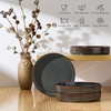 image:imageEfar Pasta Bowls Set of 6 35oz Large Salad Bowl Plate for Dinner Serving Soup Wide amp Shallow Ceramic Stoneware Pasta Plates Microwave amp Dishwasher Safe Reactive Glaze TextureStripe Matte BlackBlackish Green