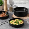 image:imageEfar Pasta Bowls Set of 6 35oz Large Salad Bowl Plate for Dinner Serving Soup Wide amp Shallow Ceramic Stoneware Pasta Plates Microwave amp Dishwasher Safe Reactive Glaze TextureStripe Matte BlackMatte Black