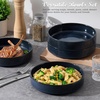 image:imageEfar Pasta Bowls Set of 6 35oz Large Salad Bowl Plate for Dinner Serving Soup Wide amp Shallow Ceramic Stoneware Pasta Plates Microwave amp Dishwasher Safe Reactive Glaze TextureStripe Matte BlackStarry Blue
