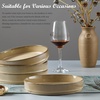 image:imageEfar Pasta Bowls Set of 6 35oz Large Salad Bowl Plate for Dinner Serving Soup Wide amp Shallow Ceramic Stoneware Pasta Plates Microwave amp Dishwasher Safe Reactive Glaze TextureStripe Matte BlackCaramel Khaki