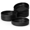 image:imageEfar Pasta Bowls Set of 6 35oz Large Salad Bowl Plate for Dinner Serving Soup Wide amp Shallow Ceramic Stoneware Pasta Plates Microwave amp Dishwasher Safe Reactive Glaze TextureStripe Matte BlackMatte Black