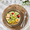 image:imageEfar Pasta Bowls Set of 6 35oz Large Salad Bowl Plate for Dinner Serving Soup Wide amp Shallow Ceramic Stoneware Pasta Plates Microwave amp Dishwasher Safe Reactive Glaze TextureStripe Matte BlackCaramel Khaki