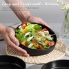 image:imageEfar Pasta Bowls Set of 6 35oz Large Salad Bowl Plate for Dinner Serving Soup Wide amp Shallow Ceramic Stoneware Pasta Plates Microwave amp Dishwasher Safe Reactive Glaze TextureStripe Matte BlackMatte Black