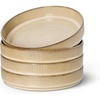 image:imageEfar Pasta Bowls Set of 6 35oz Large Salad Bowl Plate for Dinner Serving Soup Wide amp Shallow Ceramic Stoneware Pasta Plates Microwave amp Dishwasher Safe Reactive Glaze TextureStripe Matte BlackCaramel Khaki