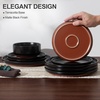 image:imageEfar 6Piece Stoneware Plates and Bowls Sets Dinnerware Sets for 2 Ceramic Dishware Dishes Set with Terracotta Base Chip amp Scratch Resistant Microwave amp Dishwasher Safe Matte BlackMatte Black