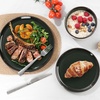 image:imageEfar 6Piece Stoneware Plates and Bowls Sets Dinnerware Sets for 2 Ceramic Dishware Dishes Set with Terracotta Base Chip amp Scratch Resistant Microwave amp Dishwasher Safe Matte BlackBlackish Green