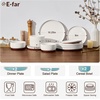image:imageEfar 6Piece Stoneware Plates and Bowls Sets Dinnerware Sets for 2 Ceramic Dishware Dishes Set with Terracotta Base Chip amp Scratch Resistant Microwave amp Dishwasher Safe Matte BlackWhisper White
