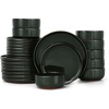 image:imageEfar 6Piece Stoneware Plates and Bowls Sets Dinnerware Sets for 2 Ceramic Dishware Dishes Set with Terracotta Base Chip amp Scratch Resistant Microwave amp Dishwasher Safe Matte BlackBlackish Green