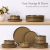 image:imageEfar 6Piece Stoneware Plates and Bowls Sets Dinnerware Sets for 2 Ceramic Dishware Dishes Set with Terracotta Base Chip amp Scratch Resistant Microwave amp Dishwasher Safe Matte BlackDesert Camel