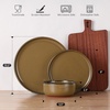 image:imageEfar 6Piece Stoneware Plates and Bowls Sets Dinnerware Sets for 2 Ceramic Dishware Dishes Set with Terracotta Base Chip amp Scratch Resistant Microwave amp Dishwasher Safe Matte BlackDesert Camel