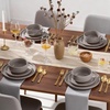 image:imageEfar 6Piece Stoneware Plates and Bowls Sets Dinnerware Sets for 2 Ceramic Dishware Dishes Set with Terracotta Base Chip amp Scratch Resistant Microwave amp Dishwasher Safe Matte BlackWarm Taupe
