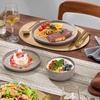 image:imageEfar 6Piece Stoneware Plates and Bowls Sets Dinnerware Sets for 2 Ceramic Dishware Dishes Set with Terracotta Base Chip amp Scratch Resistant Microwave amp Dishwasher Safe Matte BlackWarm Taupe