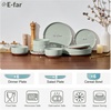 image:imageEfar 6Piece Stoneware Plates and Bowls Sets Dinnerware Sets for 2 Ceramic Dishware Dishes Set with Terracotta Base Chip amp Scratch Resistant Microwave amp Dishwasher Safe Matte BlackSage Green