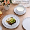 image:imageEfar 6Piece Stoneware Plates and Bowls Sets Dinnerware Sets for 2 Ceramic Dishware Dishes Set with Terracotta Base Chip amp Scratch Resistant Microwave amp Dishwasher Safe Matte BlackGlacier White