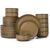 image:imageEfar 6Piece Stoneware Plates and Bowls Sets Dinnerware Sets for 2 Ceramic Dishware Dishes Set with Terracotta Base Chip amp Scratch Resistant Microwave amp Dishwasher Safe Matte BlackDesert Camel