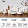 image:imageEfar 6Piece Stoneware Plates and Bowls Sets Dinnerware Sets for 2 Ceramic Dishware Dishes Set with Terracotta Base Chip amp Scratch Resistant Microwave amp Dishwasher Safe Matte BlackWhisper White