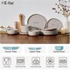 image:imageEfar 6Piece Stoneware Plates and Bowls Sets Dinnerware Sets for 2 Ceramic Dishware Dishes Set with Terracotta Base Chip amp Scratch Resistant Microwave amp Dishwasher Safe Matte BlackWarm Taupe