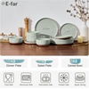 image:imageEfar 6Piece Stoneware Plates and Bowls Sets Dinnerware Sets for 2 Ceramic Dishware Dishes Set with Terracotta Base Chip amp Scratch Resistant Microwave amp Dishwasher Safe Matte BlackSage Green