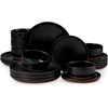 image:imageEfar 6Piece Stoneware Plates and Bowls Sets Dinnerware Sets for 2 Ceramic Dishware Dishes Set with Terracotta Base Chip amp Scratch Resistant Microwave amp Dishwasher Safe Matte BlackMatte Black