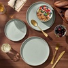 image:imageEfar 6Piece Stoneware Plates and Bowls Sets Dinnerware Sets for 2 Ceramic Dishware Dishes Set with Terracotta Base Chip amp Scratch Resistant Microwave amp Dishwasher Safe Matte BlackSage Green
