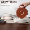 image:imageEfar 6Piece Stoneware Plates and Bowls Sets Dinnerware Sets for 2 Ceramic Dishware Dishes Set with Terracotta Base Chip amp Scratch Resistant Microwave amp Dishwasher Safe Matte BlackWhisper White