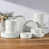 image:imageEfar 6Piece Stoneware Dinnerware Sets Black Plates and Bowls Set for 2 Kitchen Modern Dishes Set for Everyday amp Formal Chip and Scratch Resistant Microwave amp Dishwasher Safe Matte BlackStone White