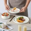 image:imageEfar 6Piece Stoneware Dinnerware Sets Black Plates and Bowls Set for 2 Kitchen Modern Dishes Set for Everyday amp Formal Chip and Scratch Resistant Microwave amp Dishwasher Safe Matte BlackStone White