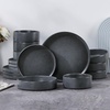 image:imageEfar 6Piece Stoneware Dinnerware Sets Black Plates and Bowls Set for 2 Kitchen Modern Dishes Set for Everyday amp Formal Chip and Scratch Resistant Microwave amp Dishwasher Safe Matte BlackDeep Gray