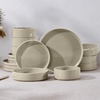 image:imageEfar 6Piece Stoneware Dinnerware Sets Black Plates and Bowls Set for 2 Kitchen Modern Dishes Set for Everyday amp Formal Chip and Scratch Resistant Microwave amp Dishwasher Safe Matte BlackDeep Khaki