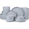 image:imageEfar 6Piece Stoneware Dinnerware Sets Black Plates and Bowls Set for 2 Kitchen Modern Dishes Set for Everyday amp Formal Chip and Scratch Resistant Microwave amp Dishwasher Safe Matte BlackHaze Gray