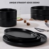 image:imageEfar 6Piece Stoneware Dinnerware Sets Black Plates and Bowls Set for 2 Kitchen Modern Dishes Set for Everyday amp Formal Chip and Scratch Resistant Microwave amp Dishwasher Safe Matte BlackMatte Black