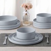 image:imageEfar 6Piece Stoneware Dinnerware Sets Black Plates and Bowls Set for 2 Kitchen Modern Dishes Set for Everyday amp Formal Chip and Scratch Resistant Microwave amp Dishwasher Safe Matte BlackHaze Gray