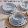 image:imageEfar 6Piece Stoneware Dinnerware Sets Black Plates and Bowls Set for 2 Kitchen Modern Dishes Set for Everyday amp Formal Chip and Scratch Resistant Microwave amp Dishwasher Safe Matte BlackHaze Gray