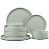 image:imageEfar 6Piece Stoneware Dinnerware Sets Black Plates and Bowls Set for 2 Kitchen Modern Dishes Set for Everyday amp Formal Chip and Scratch Resistant Microwave amp Dishwasher Safe Matte BlackMist Green