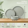 image:imageEfar 6Piece Stoneware Dinnerware Sets Black Plates and Bowls Set for 2 Kitchen Modern Dishes Set for Everyday amp Formal Chip and Scratch Resistant Microwave amp Dishwasher Safe Matte BlackMist Green