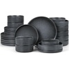 image:imageEfar 6Piece Stoneware Dinnerware Sets Black Plates and Bowls Set for 2 Kitchen Modern Dishes Set for Everyday amp Formal Chip and Scratch Resistant Microwave amp Dishwasher Safe Matte BlackDeep Gray