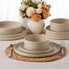 image:imageEfar 6Piece Stoneware Dinnerware Sets Black Plates and Bowls Set for 2 Kitchen Modern Dishes Set for Everyday amp Formal Chip and Scratch Resistant Microwave amp Dishwasher Safe Matte BlackBright Khaki