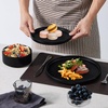 image:imageEfar 6Piece Stoneware Dinnerware Sets Black Plates and Bowls Set for 2 Kitchen Modern Dishes Set for Everyday amp Formal Chip and Scratch Resistant Microwave amp Dishwasher Safe Matte BlackMatte Black