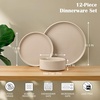 image:imageEfar 6Piece Stoneware Dinnerware Sets Black Plates and Bowls Set for 2 Kitchen Modern Dishes Set for Everyday amp Formal Chip and Scratch Resistant Microwave amp Dishwasher Safe Matte BlackBright Khaki