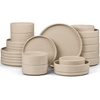 image:imageEfar 6Piece Stoneware Dinnerware Sets Black Plates and Bowls Set for 2 Kitchen Modern Dishes Set for Everyday amp Formal Chip and Scratch Resistant Microwave amp Dishwasher Safe Matte BlackBright Khaki