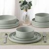 image:imageEfar 6Piece Stoneware Dinnerware Sets Black Plates and Bowls Set for 2 Kitchen Modern Dishes Set for Everyday amp Formal Chip and Scratch Resistant Microwave amp Dishwasher Safe Matte BlackMist Green