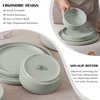image:imageEfar 6Piece Stoneware Dinnerware Sets Black Plates and Bowls Set for 2 Kitchen Modern Dishes Set for Everyday amp Formal Chip and Scratch Resistant Microwave amp Dishwasher Safe Matte BlackMist Green