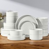 image:imageEfar 6Piece Stoneware Dinnerware Sets Black Plates and Bowls Set for 2 Kitchen Modern Dishes Set for Everyday amp Formal Chip and Scratch Resistant Microwave amp Dishwasher Safe Matte BlackStone White